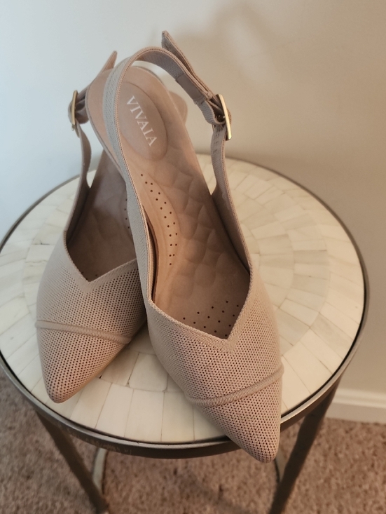 Vivaia Shoes - Vivaia Nude Pointed-Toe Slingback Heels
